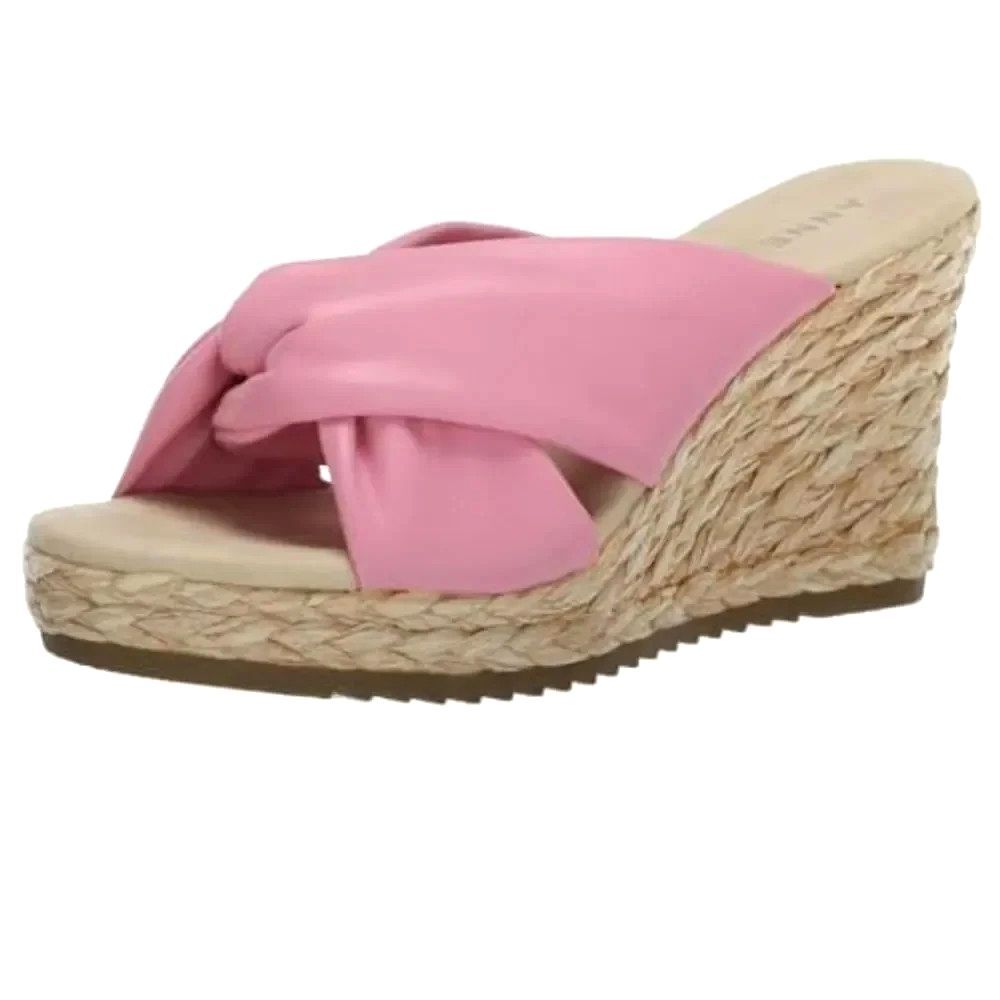 Anne Klein Women's Weslie Pink Pastel Platform Wedge Slide Sandals US 7.5